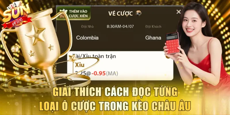 Giải thích cách đọc từng loại ô cược trong kèo Châu Âu