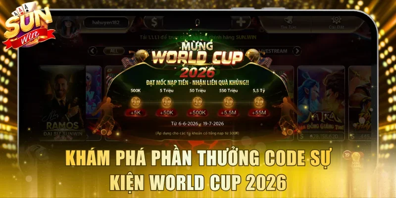 Khám phá phần thưởng code sự kiện World Cup 2026