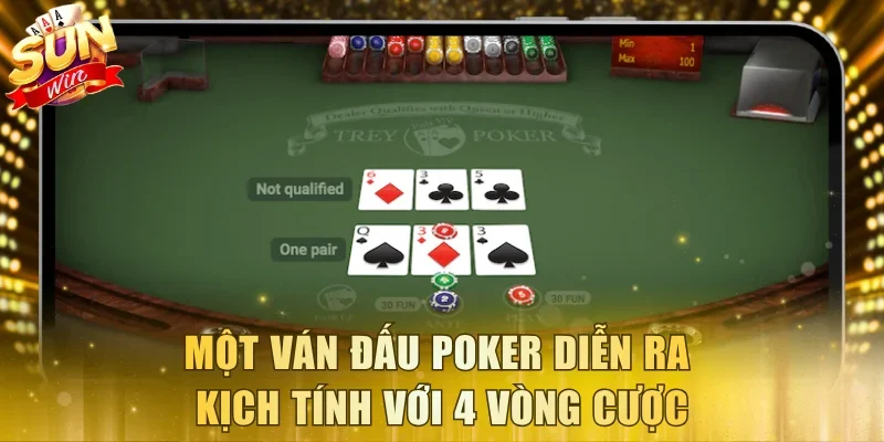 Một ván đấu Poker diễn ra kịch tính với 4 vòng cược